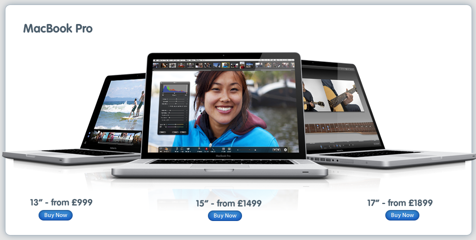 Buy the MacBook Pro family online from the AppleStore